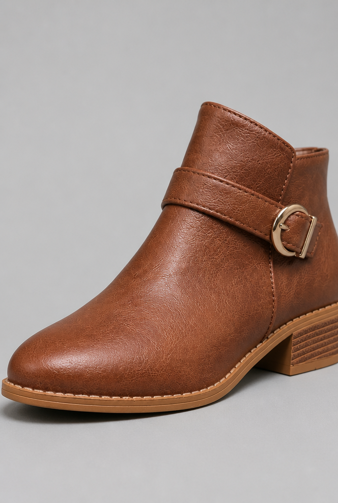 Buckle Detail Ankle Boots with Zip Audrey Calvero