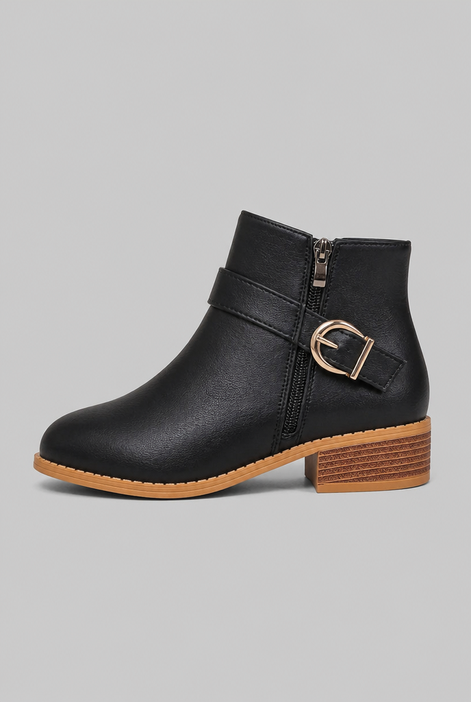 Buckle Detail Ankle Boots with Zip Audrey Calvero