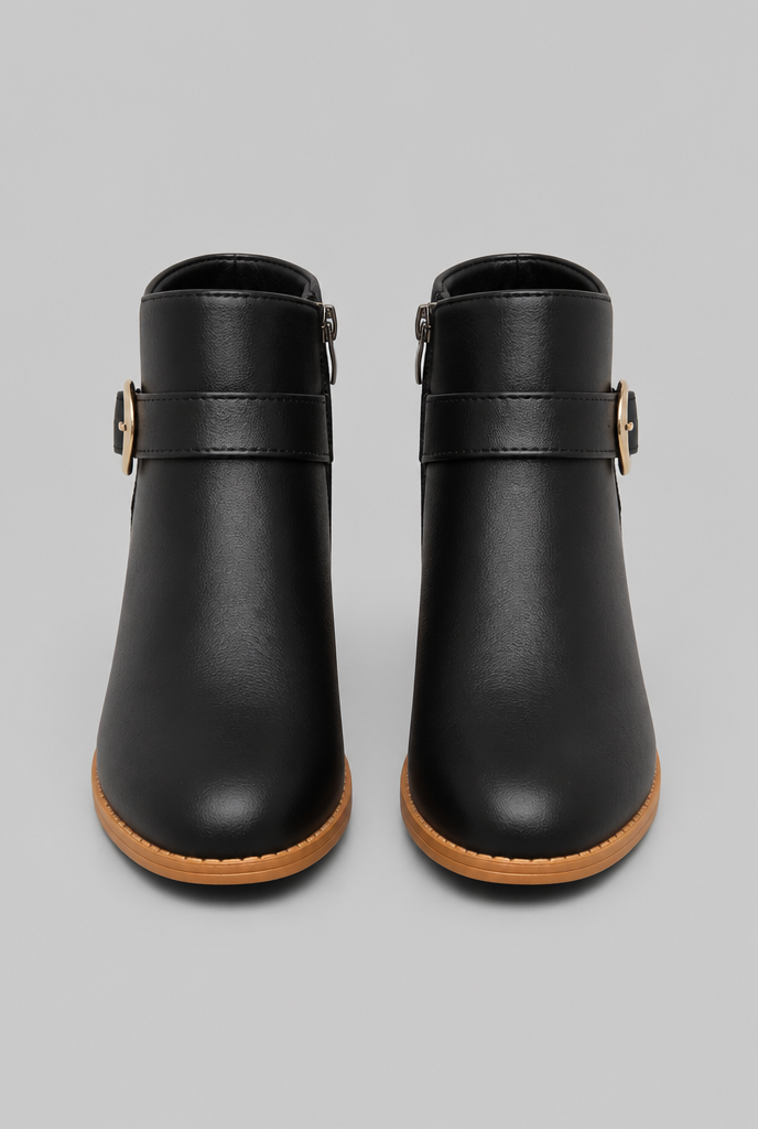 Buckle Detail Ankle Boots with Zip Audrey Calvero