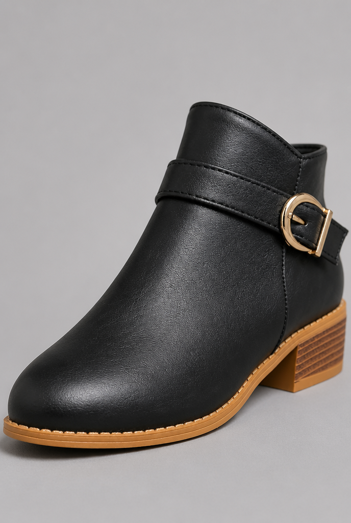 Buckle Detail Ankle Boots with Zip Audrey Calvero