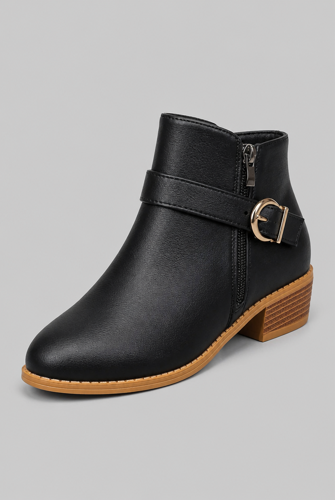 Buckle Detail Ankle Boots with Zip Audrey Calvero