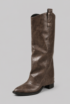 Slouchy Knee High Leather Boots Audrey Calvero