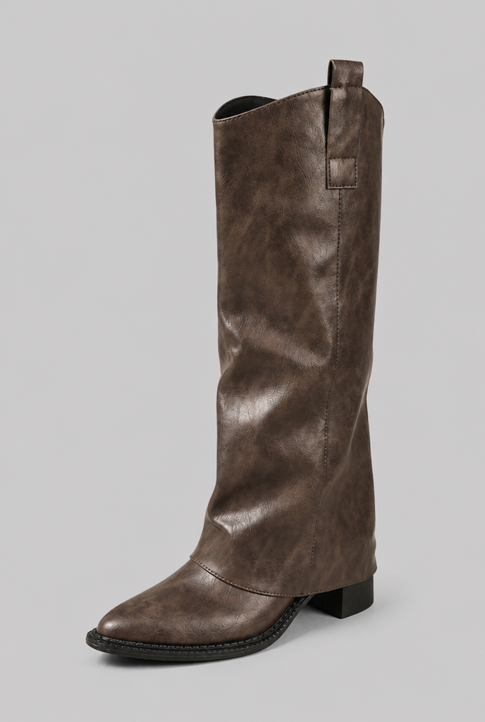 Slouchy Knee High Leather Boots Audrey Calvero