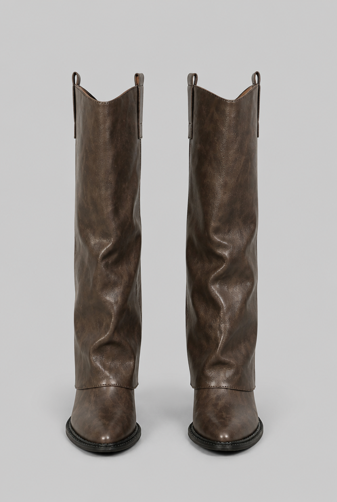 Slouchy Knee High Leather Boots Audrey Calvero