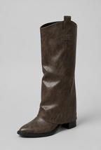 Slouchy Knee High Leather Boots Audrey Calvero