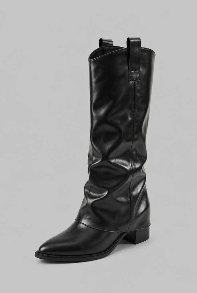 Slouchy Knee High Leather Boots Audrey Calvero