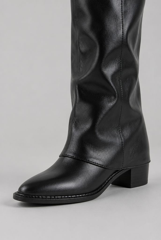 Slouchy Knee High Leather Boots Audrey Calvero