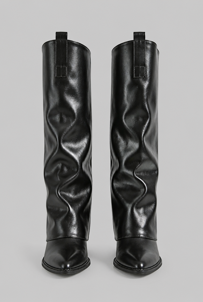 Slouchy Knee High Leather Boots Audrey Calvero