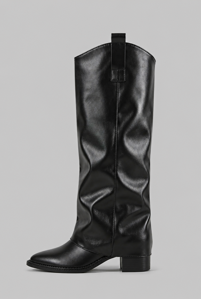 Slouchy Knee High Leather Boots Audrey Calvero