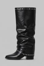 Sequin Knee High Leather Boots Audrey Calvero