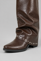 Sequin Knee High Leather Boots Audrey Calvero