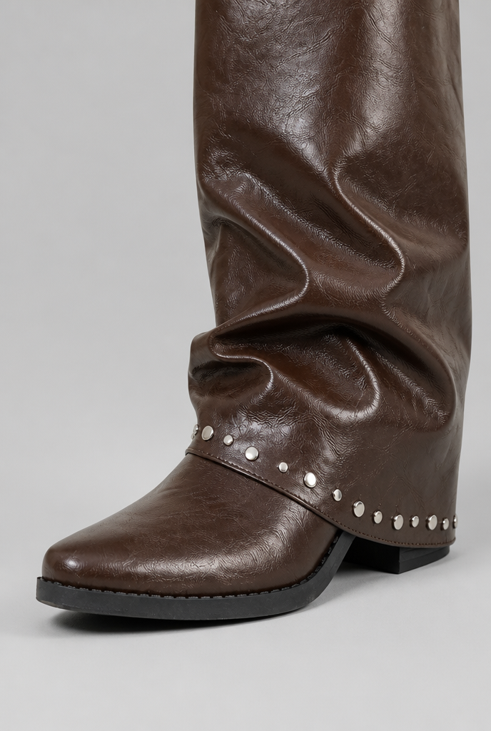 Sequin Knee High Leather Boots Audrey Calvero