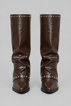Sequin Knee High Leather Boots Audrey Calvero