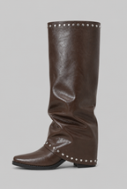 Sequin Knee High Leather Boots Audrey Calvero