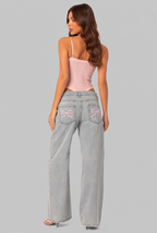 Bow Pocket Wide Leg Jeans Audrey Calvero