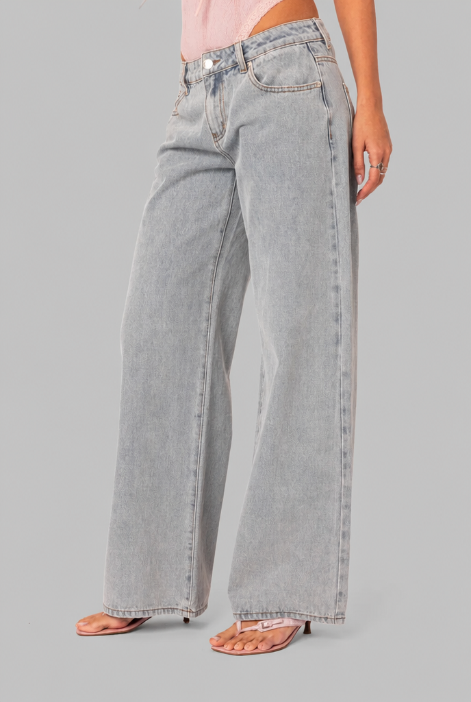 Bow Pocket Wide Leg Jeans Audrey Calvero