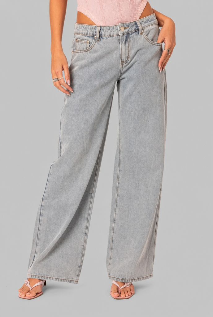 Bow Pocket Wide Leg Jeans Audrey Calvero