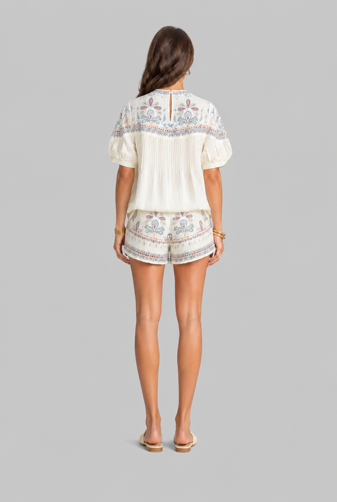 Women's Boho Print Top and Shorts Mini Dress Set Audrey Calvero