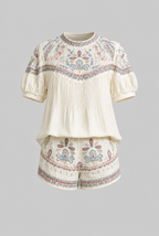 Women's Boho Print Top and Shorts Mini Dress Set Audrey Calvero