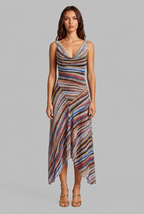 Striped Draped Midi Dress Audrey Calvero