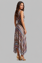 Striped Draped Midi Dress Audrey Calvero