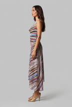 Striped Draped Midi Dress Audrey Calvero