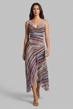 Striped Draped Midi Dress Audrey Calvero
