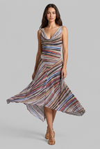 Striped Draped Midi Dress Audrey Calvero