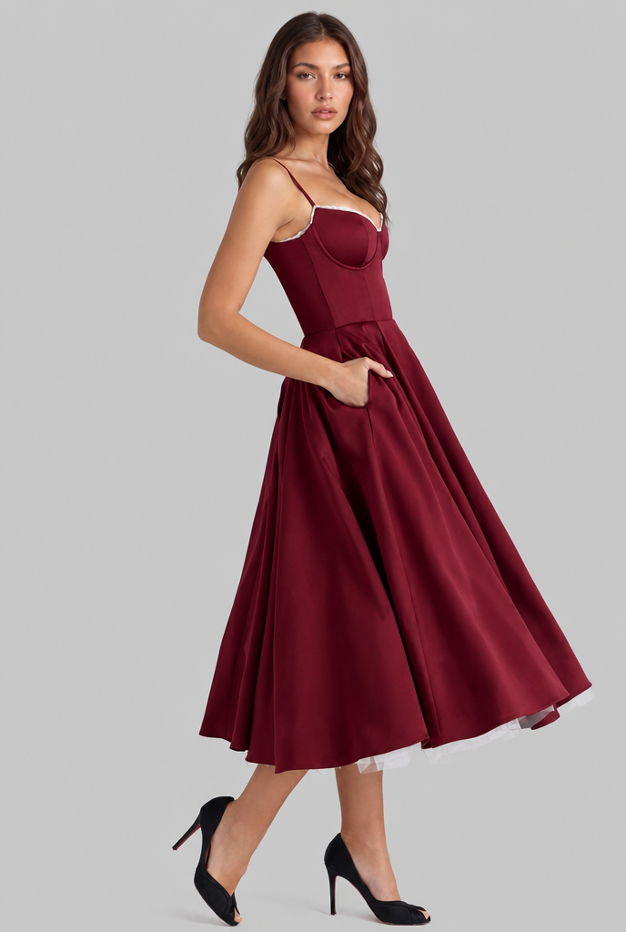 Wedding Guest Midi Dress Audrey Calvero