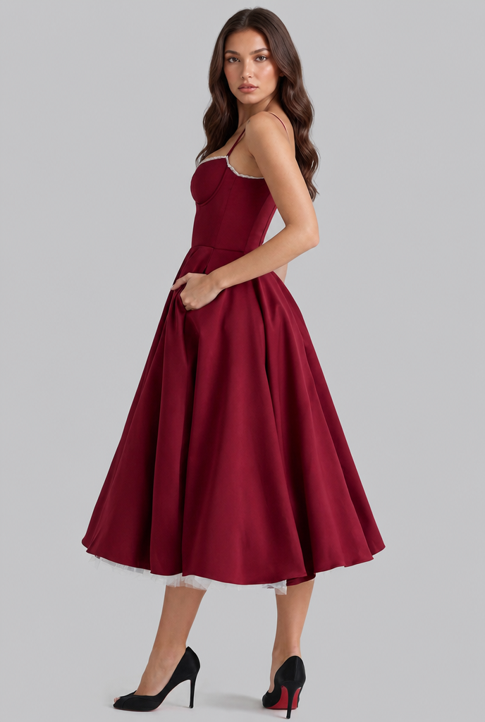 Wedding Guest Midi Dress Audrey Calvero