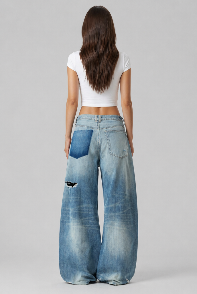 Ripped Wide Leg Jeans Audrey Calvero