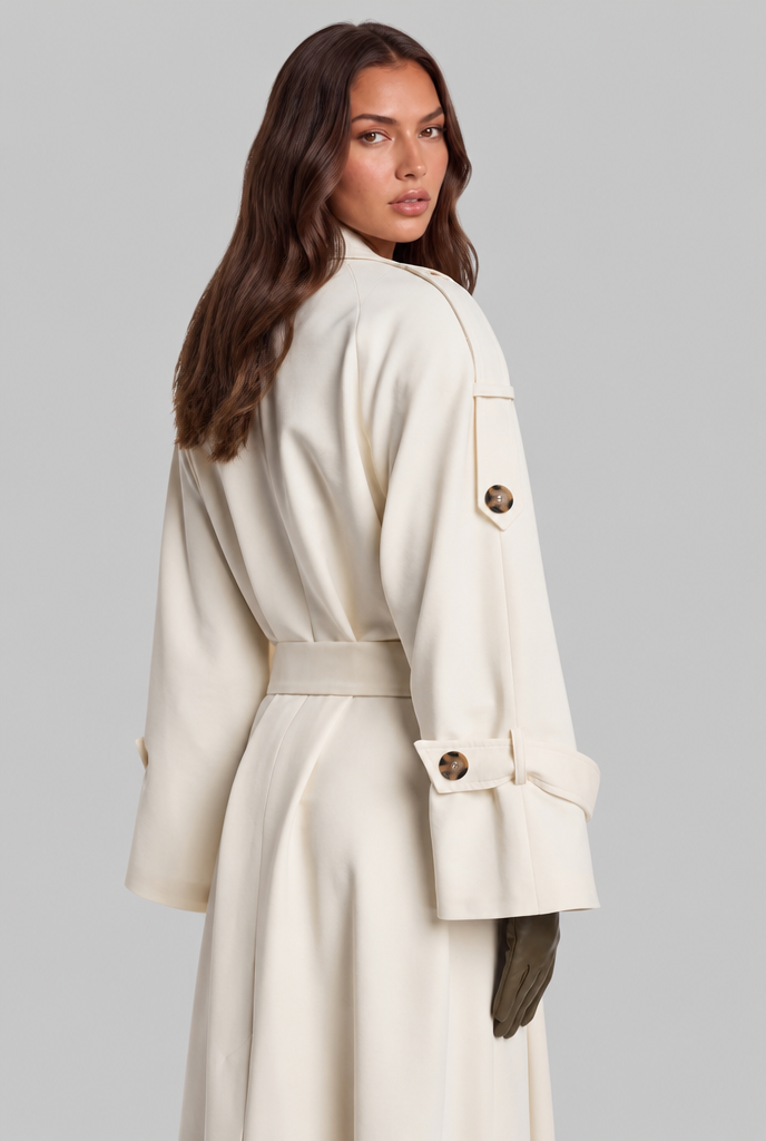 Trench Coat with Funnel Neck Collar Audrey Calvero
