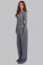 Ribbed Knit Cardigan & Trouser Set Audrey Calvero
