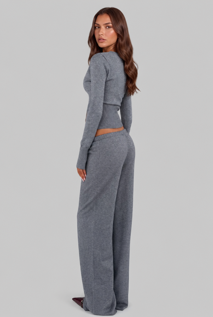 Ribbed Knit Cardigan & Trouser Set Audrey Calvero