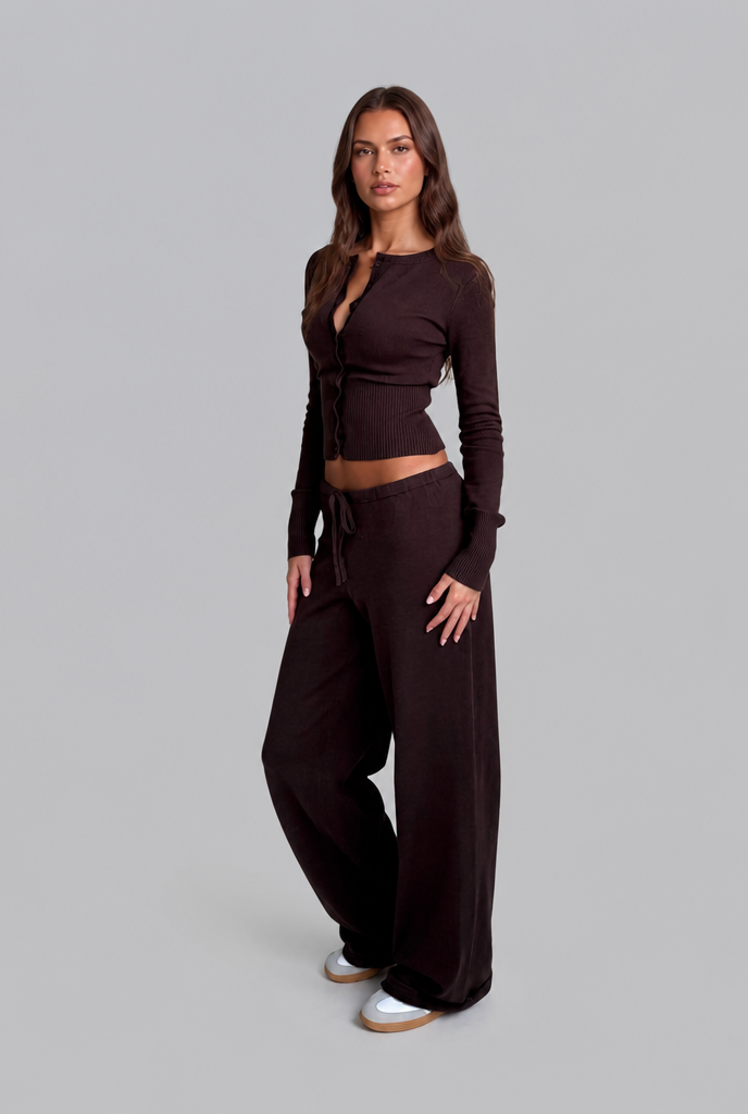 Ribbed Knit Cardigan & Trouser Set Audrey Calvero