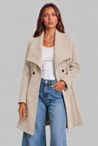 Wool Coat With Waterfall Collar Audrey Calvero