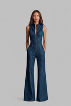 Zip Front Denim Jumpsuit