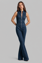 Zip Front Denim Jumpsuit
