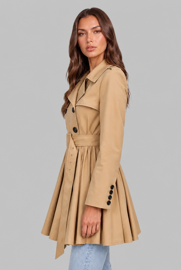 Belted Short Trench Coat