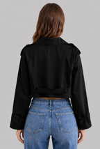 Cropped Trench Jacket with Buckle Cuffs