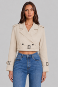 Cropped Trench Jacket with Buckle Cuffs