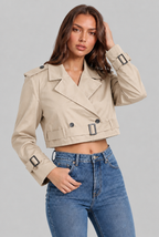 Cropped Trench Jacket with Buckle Cuffs