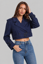 Cropped Trench Jacket with Buckle Cuffs