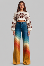 Wide Leg Jeans with Ombre Print