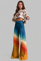 Wide Leg Jeans with Ombre Print