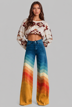 Wide Leg Jeans with Ombre Print