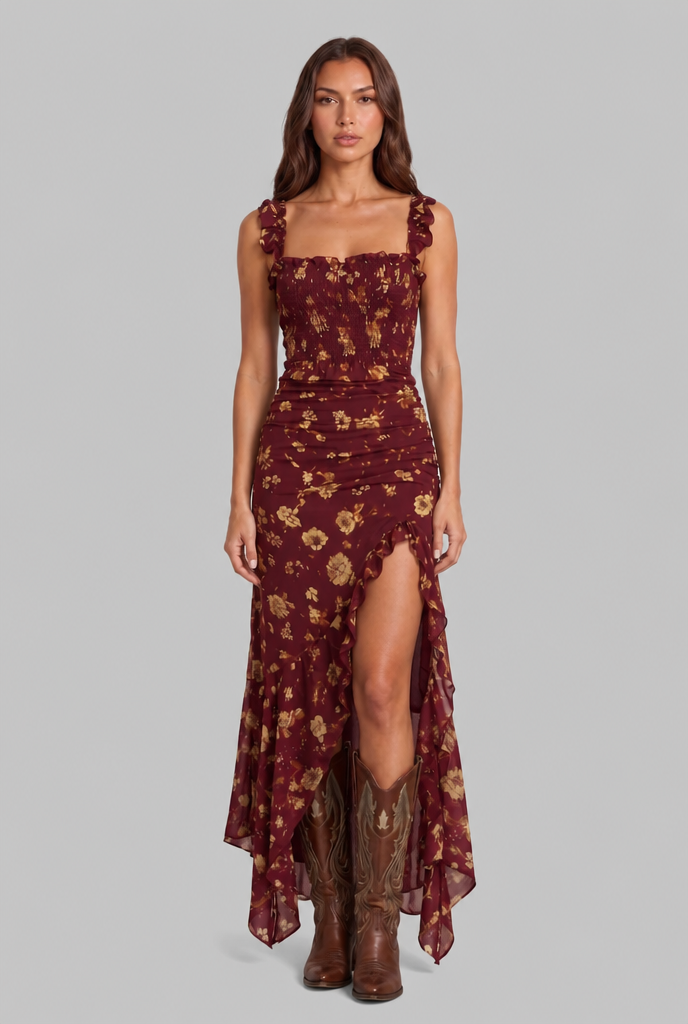 Floral Boho Retro Maxi Dress