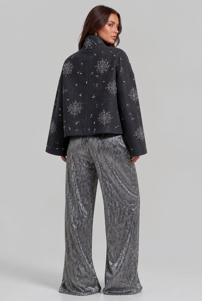 Cropped Jacket with Sequin Detail