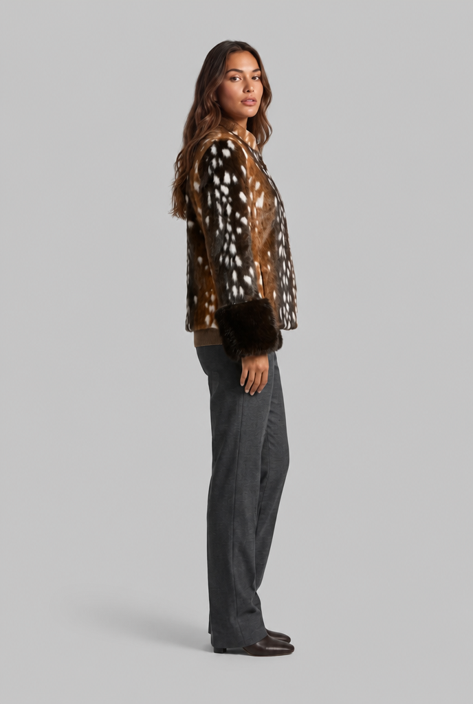 Bambi Faux Fur Jacket with Contrast Cuffs