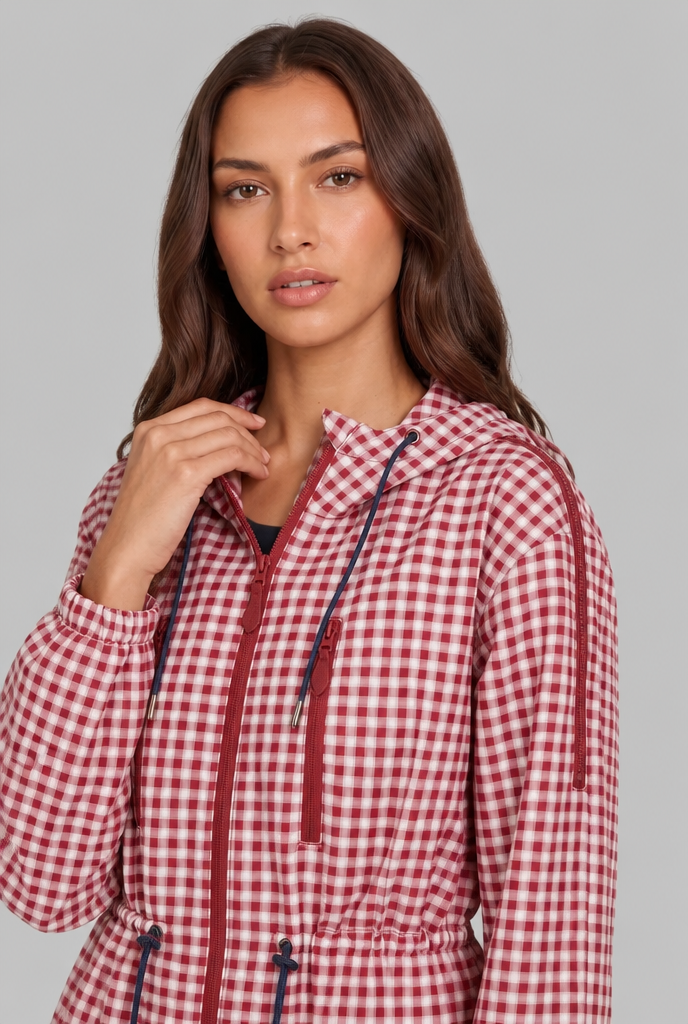 Gingham Windbreaker Jacket